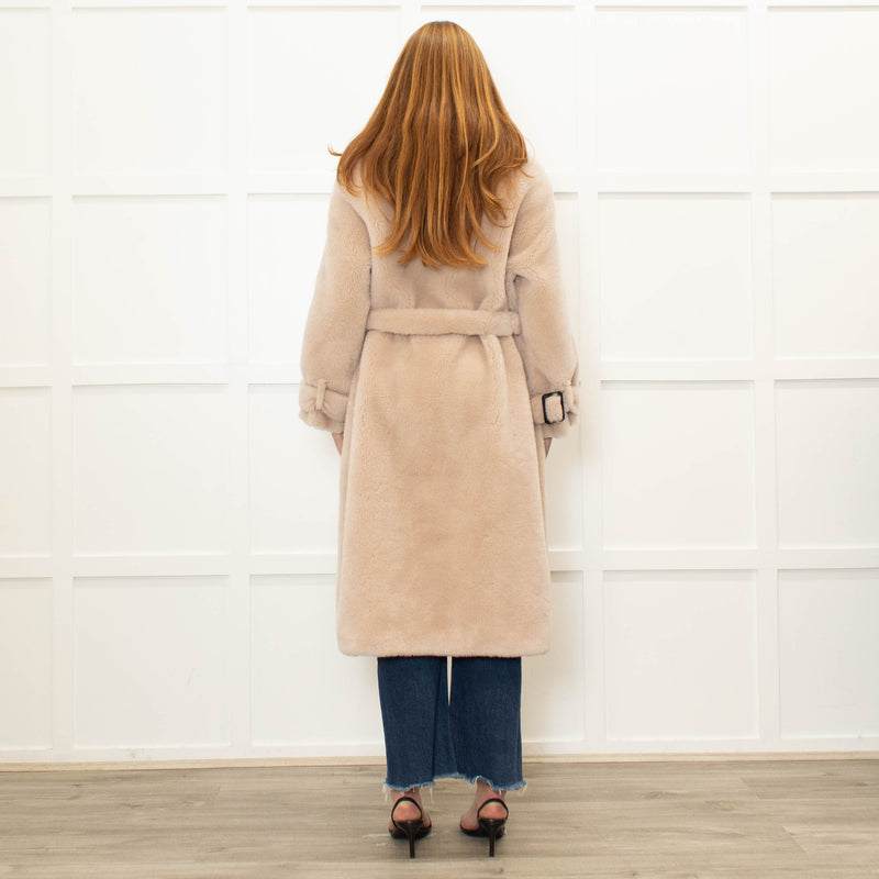 Fox London Faux Shearling Cream Trench Coat