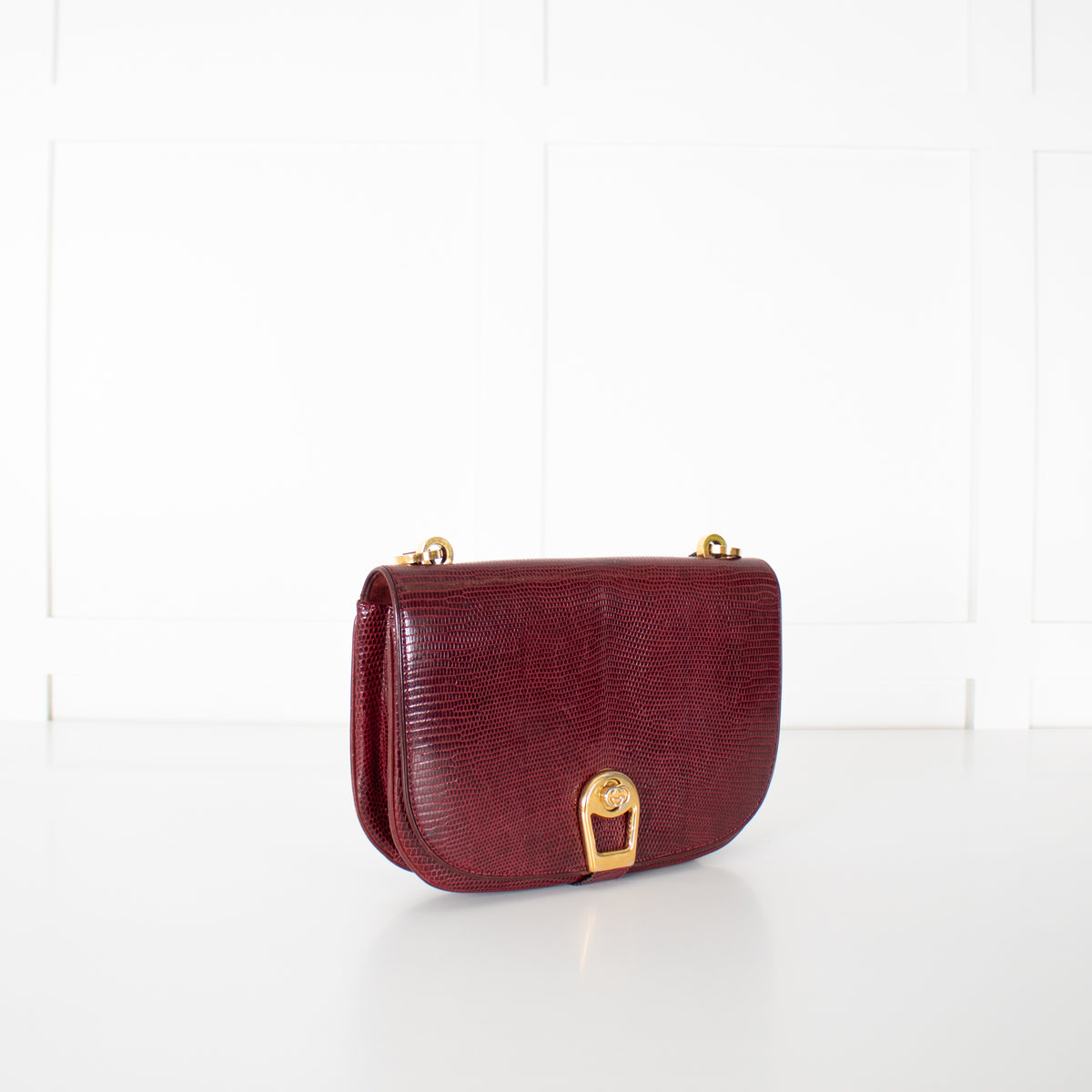 Gucci Burgundy Lizard Vintage Shoulder Bag