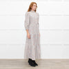 Ridley White Grey Orange Floral Corduroy Maxi Dress