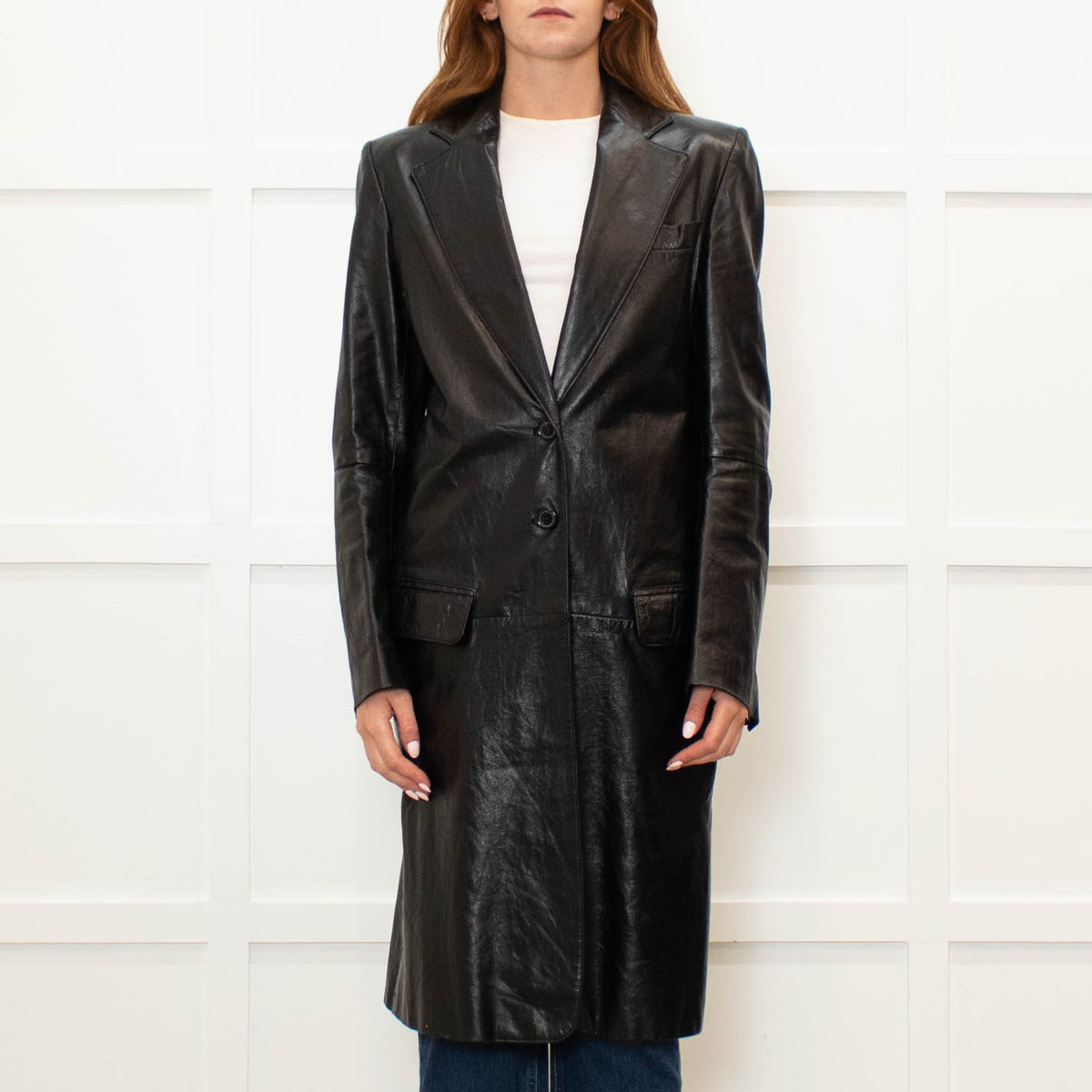Ann Demeulemeester Black Leather Trench Coat