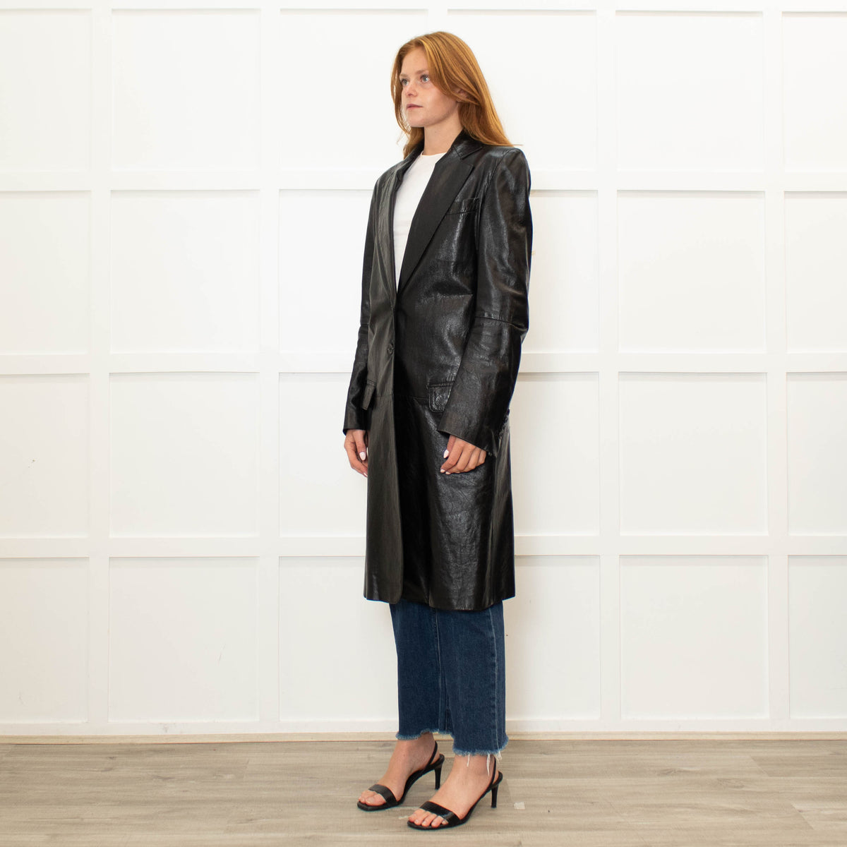 Ann Demeulemeester Black Leather Trench Coat