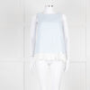 Max Mara Pale Blue White Sleeveless Pleated Bottom Top