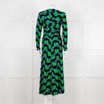 Me + Em Black Green Birds of Paradise Crepe Maxi Dress