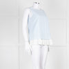 Max Mara Pale Blue White Sleeveless Pleated Bottom Top
