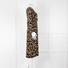 Ba&sh Black Gold Cream Branch Print Sleeved Midi Dress