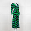 Me + Em Black Green Birds of Paradise Crepe Maxi Dress