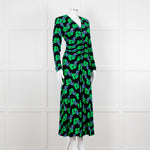Me + Em Black Green Birds of Paradise Crepe Maxi Dress