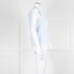 Max Mara Pale Blue White Sleeveless Pleated Bottom Top