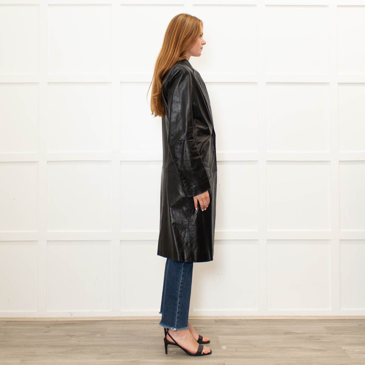 Ann Demeulemeester Black Leather Trench Coat