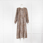 Lollys Laundry Cream Brown Black Animal Print Long Sleeve Front Pocket Dress