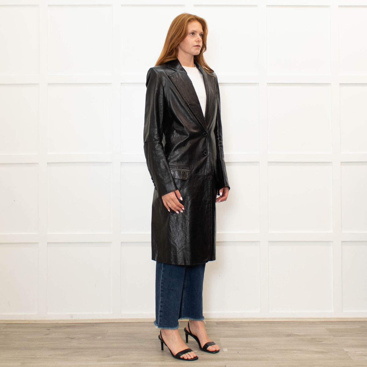 Ann Demeulemeester Black Leather Trench Coat