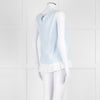 Max Mara Pale Blue White Sleeveless Pleated Bottom Top