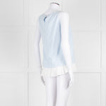 Max Mara Pale Blue White Sleeveless Pleated Bottom Top