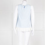 Max Mara Pale Blue White Sleeveless Pleated Bottom Top