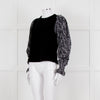 Me + Em Black White Embroidered Sleeves Sweatshirt