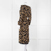 Ba&sh Black Gold Cream Branch Print Sleeved Midi Dress