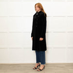 Theory Black Velvet Military Style Coat