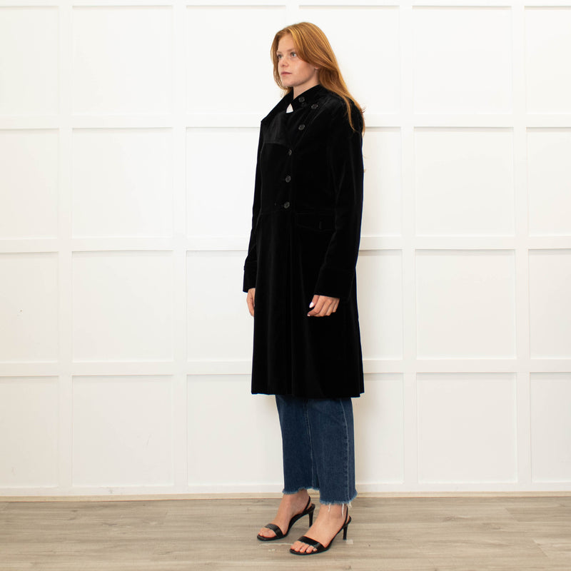 Theory Black Velvet Military Style Coat