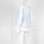 Max Mara Pale Blue White Sleeveless Pleated Bottom Top