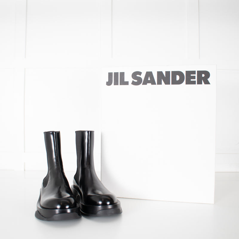 Jil Sander Black Leather Chelsea Ankle Boots
