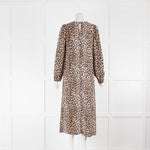 Lollys Laundry Cream Brown Black Animal Print Long Sleeve Front Pocket Dress