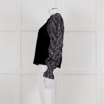 Me + Em Black White Embroidered Sleeves Sweatshirt