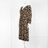 Ba&sh Black Gold Cream Branch Print Sleeved Midi Dress