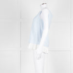 Max Mara Pale Blue White Sleeveless Pleated Bottom Top