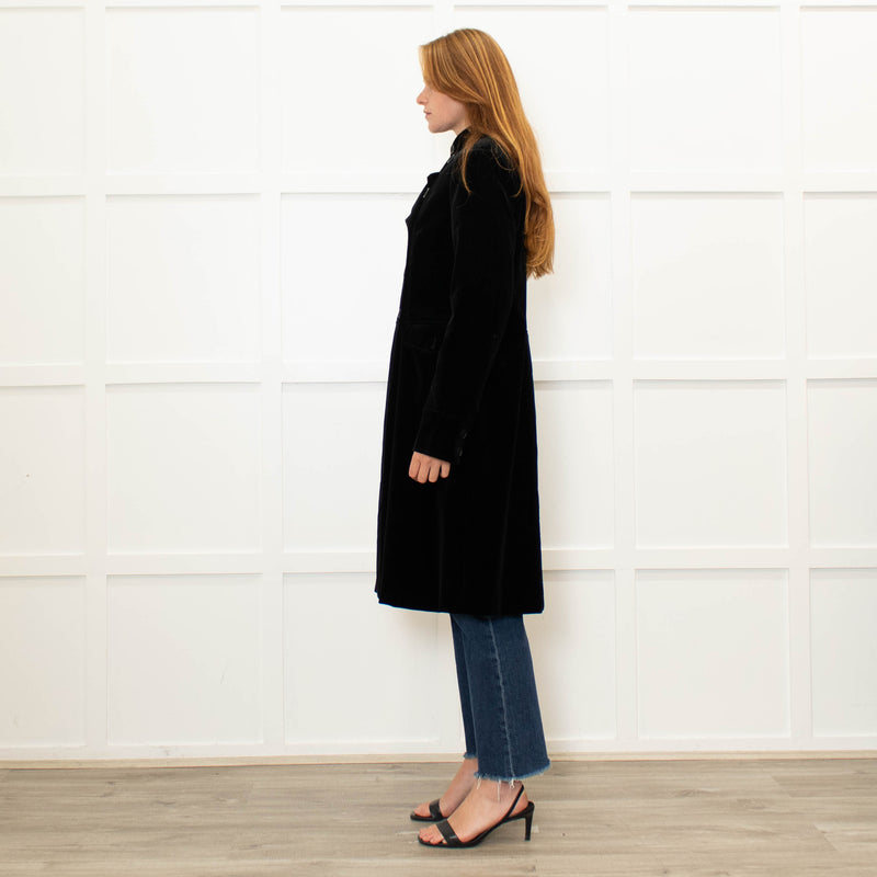 Theory Black Velvet Military Style Coat