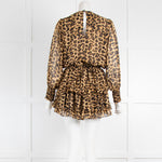 Misa Animal Print long Sleeve Ruffle Mini Dress