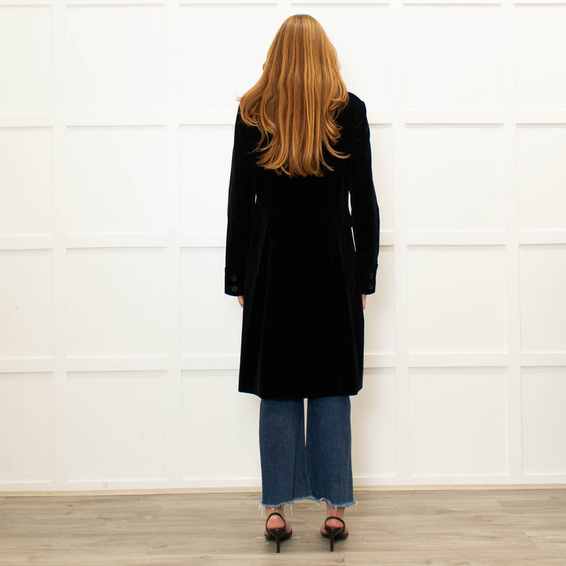 Theory Black Velvet Military Style Coat