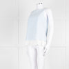 Max Mara Pale Blue White Sleeveless Pleated Bottom Top