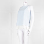 Max Mara Pale Blue White Sleeveless Pleated Bottom Top