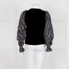 Me + Em Black White Embroidered Sleeves Sweatshirt