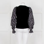 Me + Em Black White Embroidered Sleeves Sweatshirt