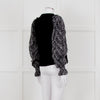 Me + Em Black White Embroidered Sleeves Sweatshirt