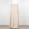 Sarah Pacini Beige Linen Wrap Maxi Skirt