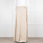Sarah Pacini Beige Linen Wrap Maxi Skirt