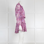 Misa Purple/ Lilac Floral Print Ruffle Mini Dress