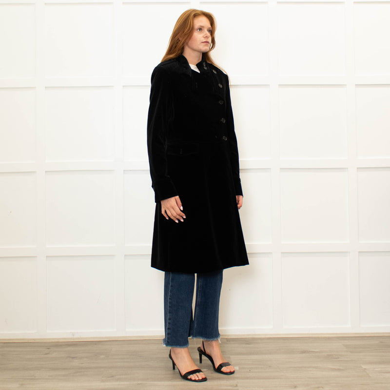 Theory Black Velvet Military Style Coat