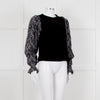 Me + Em Black White Embroidered Sleeves Sweatshirt
