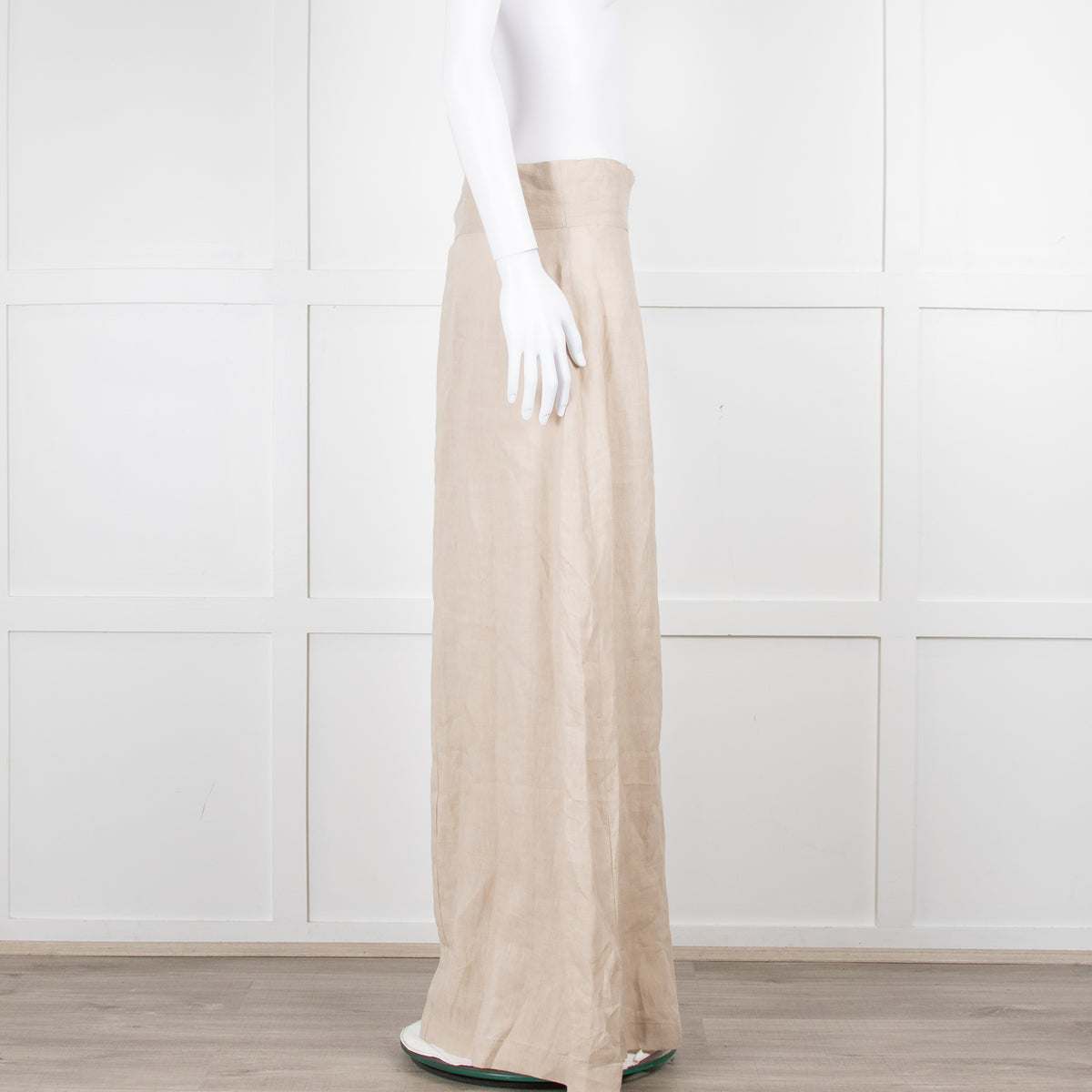 Sarah Pacini Beige Linen Wrap Maxi Skirt