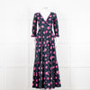 Lexy London Navy Pink Floral Cotton Wrap Maxi Dress