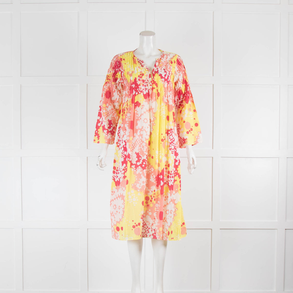 Antik Batik Orange Yellow Red Circle Print Kaftan Dress