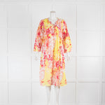 Antik Batik Orange Yellow Red Circle Print Kaftan Dress