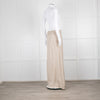 Sarah Pacini Beige Linen Wrap Maxi Skirt