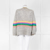 Wyse Grey Rainbow Stripe Mohair Wool Blend Gold Trim Cardigan