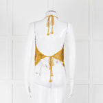 Ganni Gold Crochet Halter Neck Top