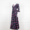 Lexy London Navy Pink Floral Cotton Wrap Maxi Dress