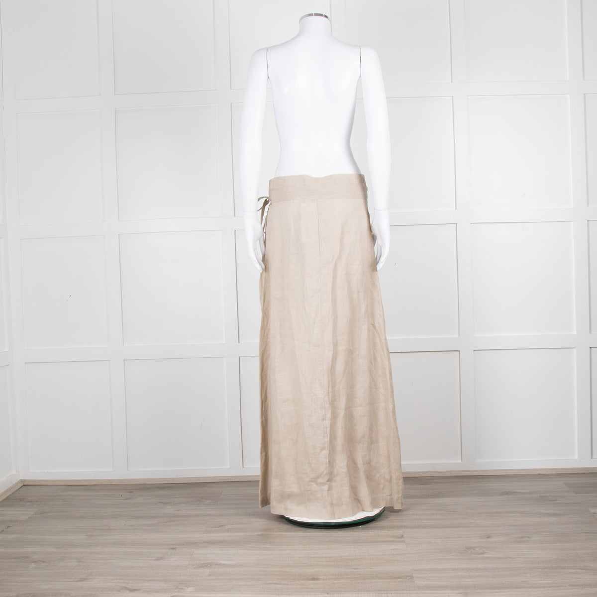 Sarah Pacini Beige Linen Wrap Maxi Skirt
